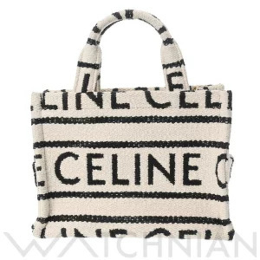 Celine Cabas Thais White Black Jacquard Canvas Handbag
